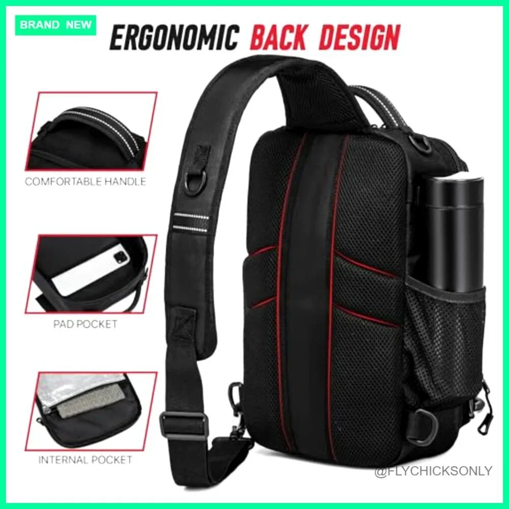 Fishing Sling Backpack with Rod Holder, MOLLE System, Water Resistant
